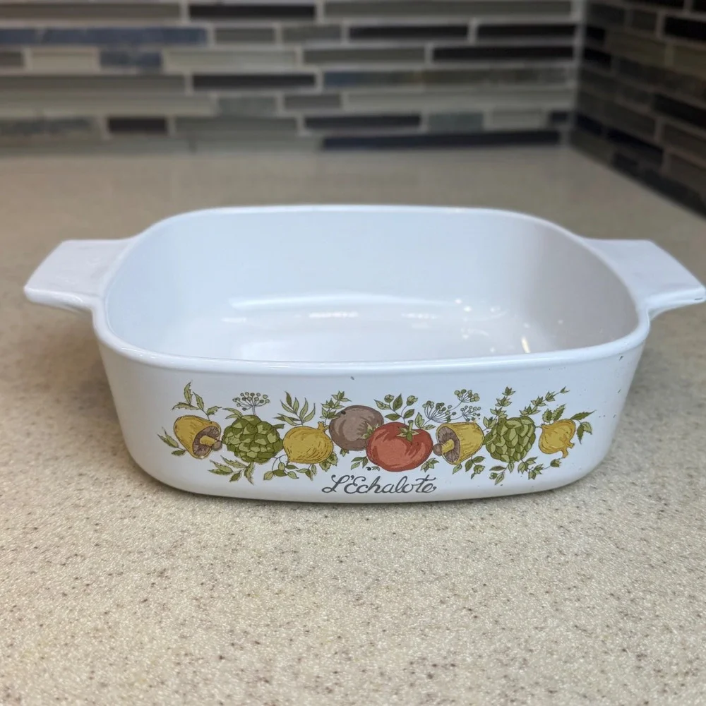 VTG Corning Ware Spice O' Life L'Echalote 1qt Casserole Dish A-1-B USA No Lid